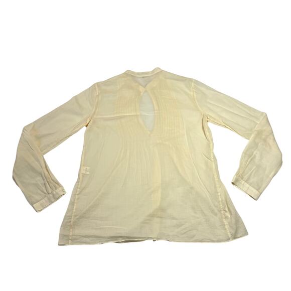 Theory Women's Bianca Keyhole Cotton Pin Tuck Blouse Size Medium Breathable - Picture 2 of 10